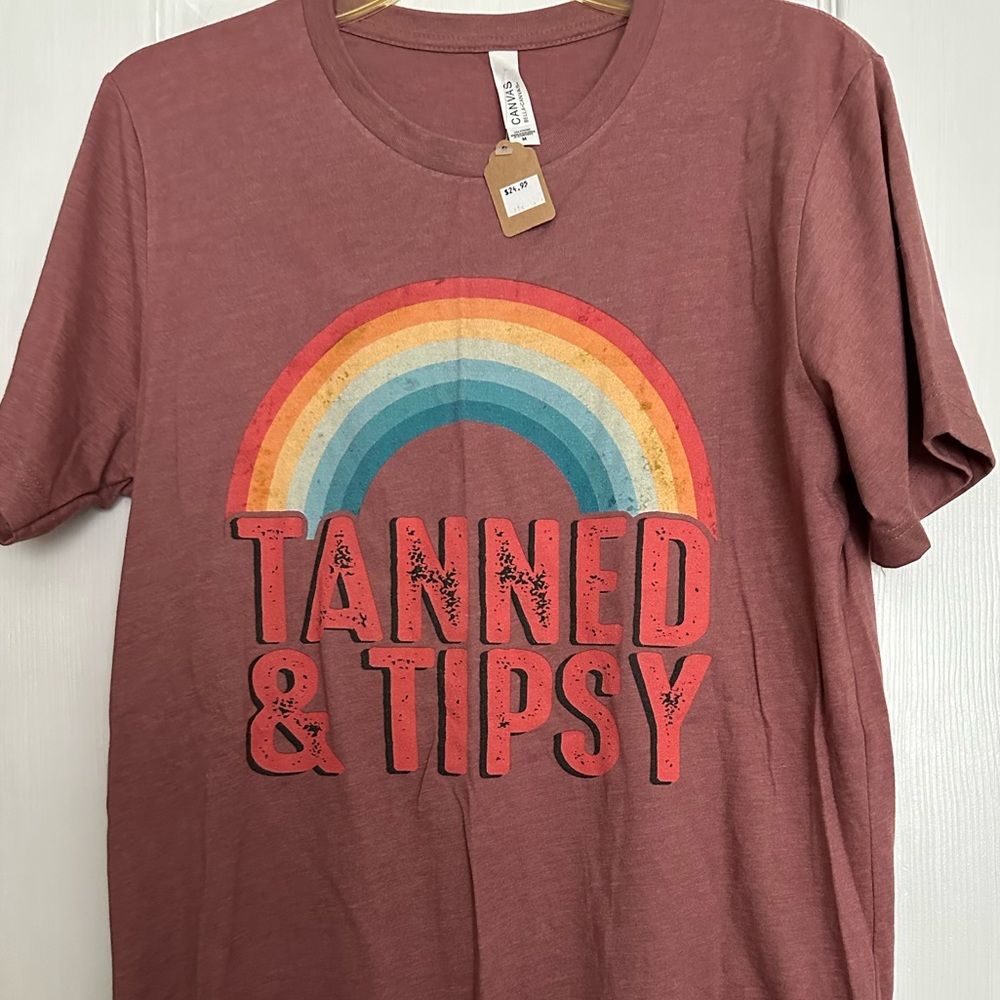 “Tanned & Tipsy” brand new with tags Bella canvas tshirt